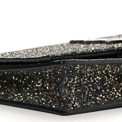 Saint Laurent Metallic Glitter Classic Monogram Kate Tassel Chain Wallet Gun Metal Black 9 of 13