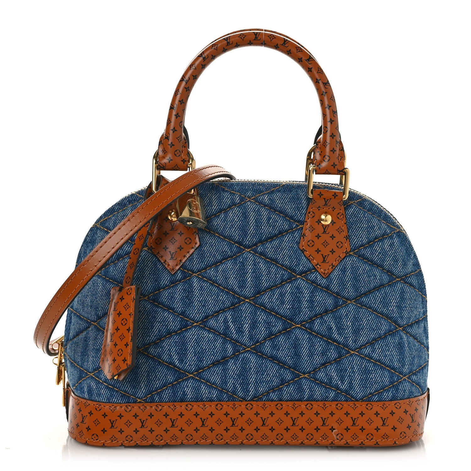 Louis Vuitton Denim Calfskin Reverse Monogram Malletage Alma BB Blue 1 of 7