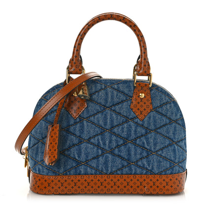 Louis Vuitton Denim Calfskin Reverse Monogram Malletage Alma BB Blue 1 of 7