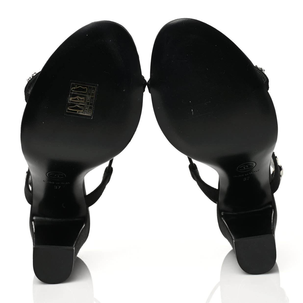 Chanel Satin Crystal Slingback Sandals 37 Black 5 of 9
