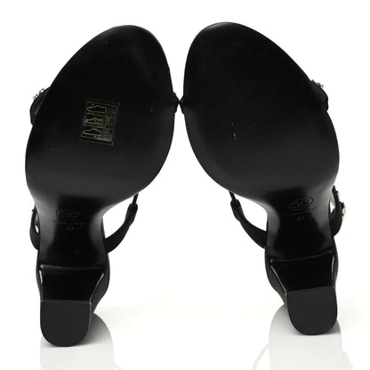 Chanel Satin Crystal Slingback Sandals 37 Black 5 of 9