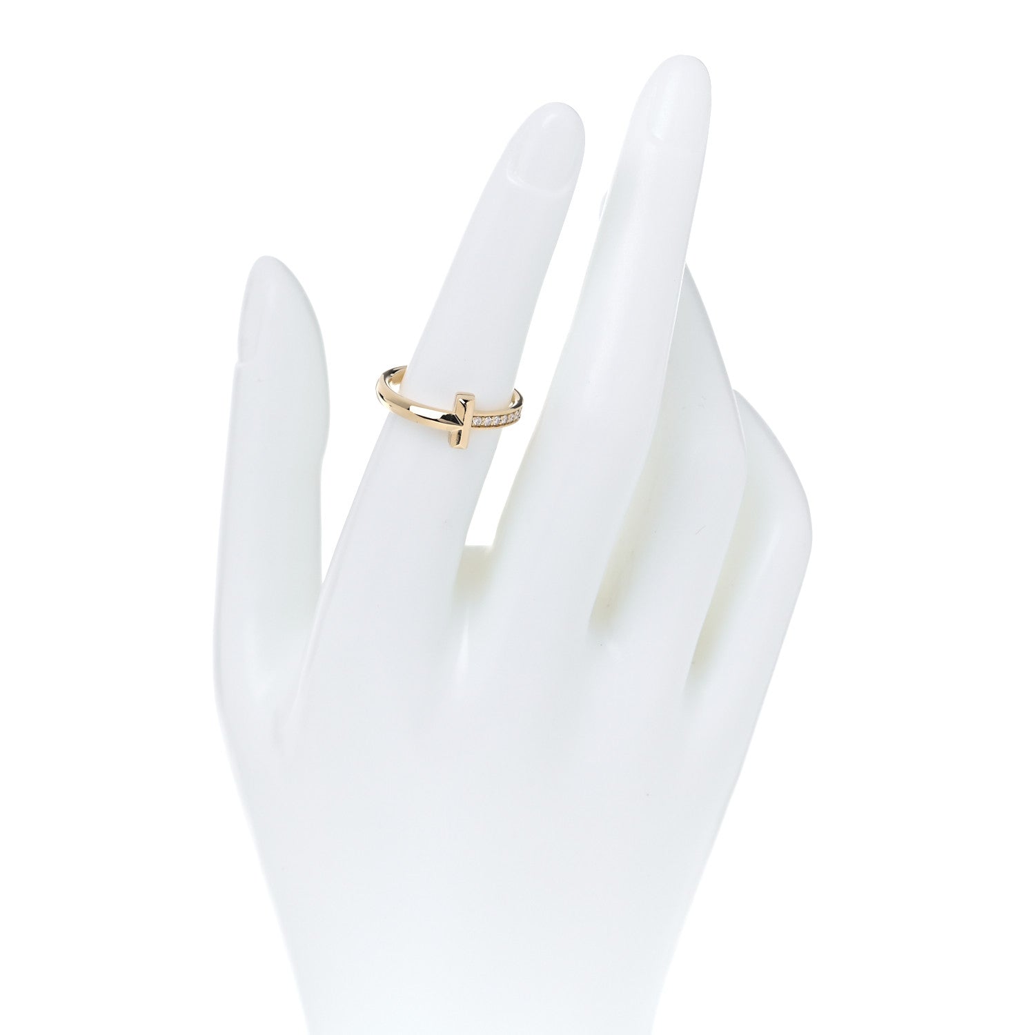 Tiffany 18K Yellow Gold Diamond T T1 Ring 52 6 2 of 4