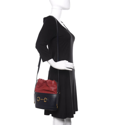 Gucci Azalea Sakai Be Green Calfskin Horsebit 1955 Drawstring Bucket Bag Blue New Cherry Red 2 of 10