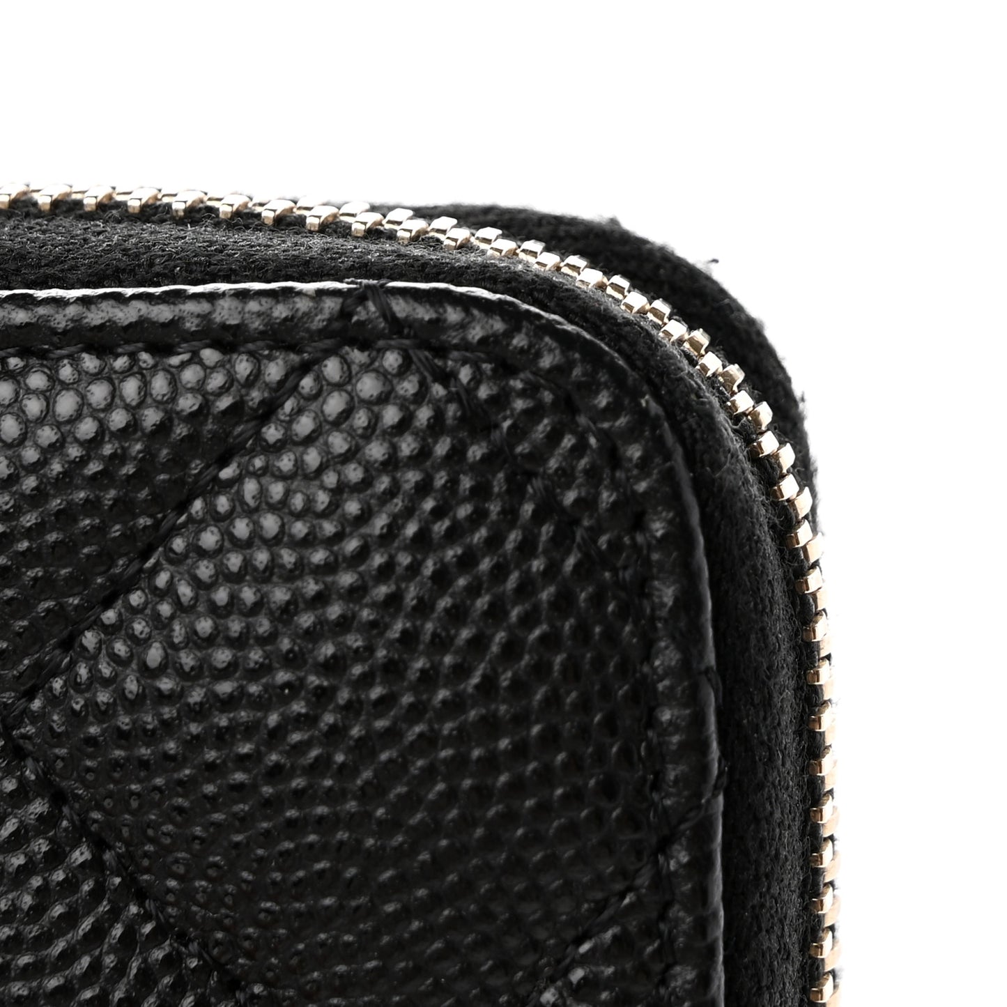 Caviar Quilted Small Zip Around Wallet Black
