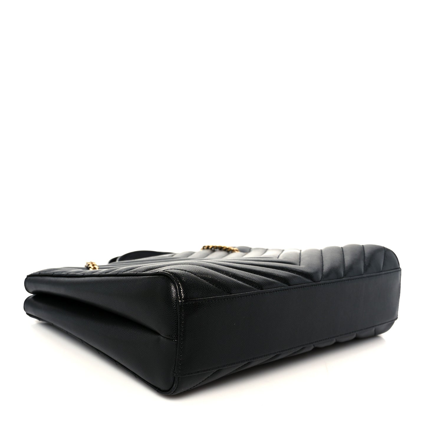 Grain de Poudre Matelasse Chevron Medium Tribeca Shopping Bag Black