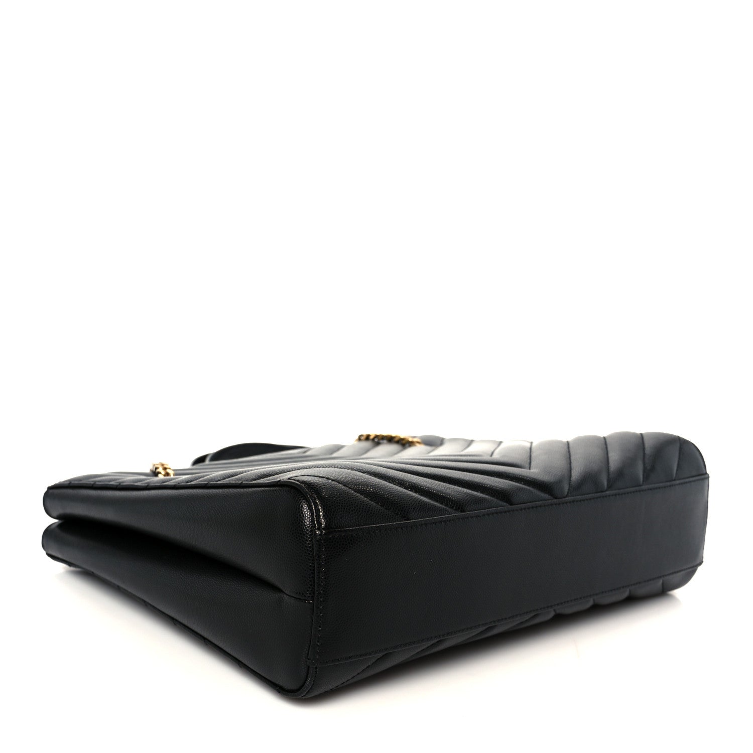 Saint Laurent Grain de Poudre Matelasse Chevron Medium Tribeca Shopping Bag Black 4 of 12