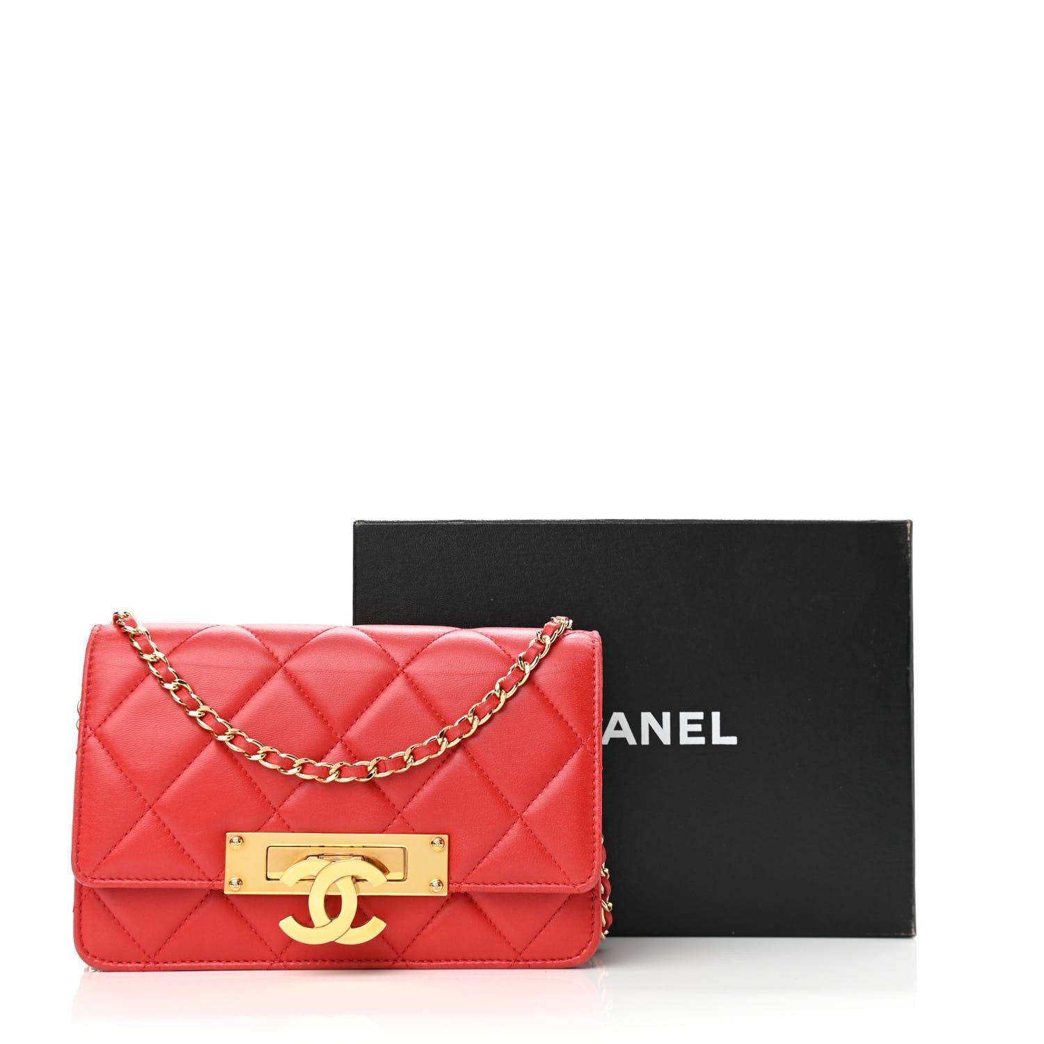 Chanel Lambskin Quilted Golden Class Wallet on Chain WOC Red 13 of 13