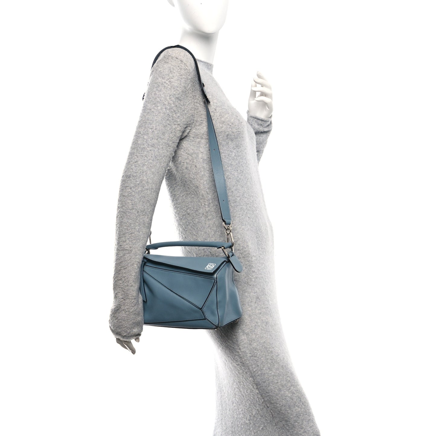 Calfskin Small Puzzle Bag Stone Blue