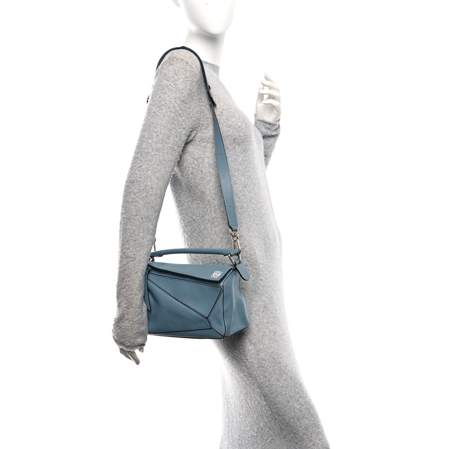 Loewe Calfskin Small Puzzle Bag Stone Blue 2 of 9
