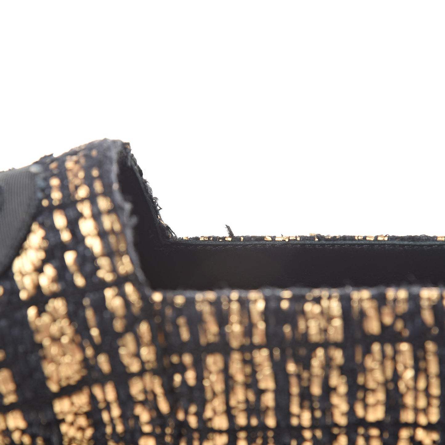 Metallic Tweed Grosgrain CC Espadrilles 40 Black Gold