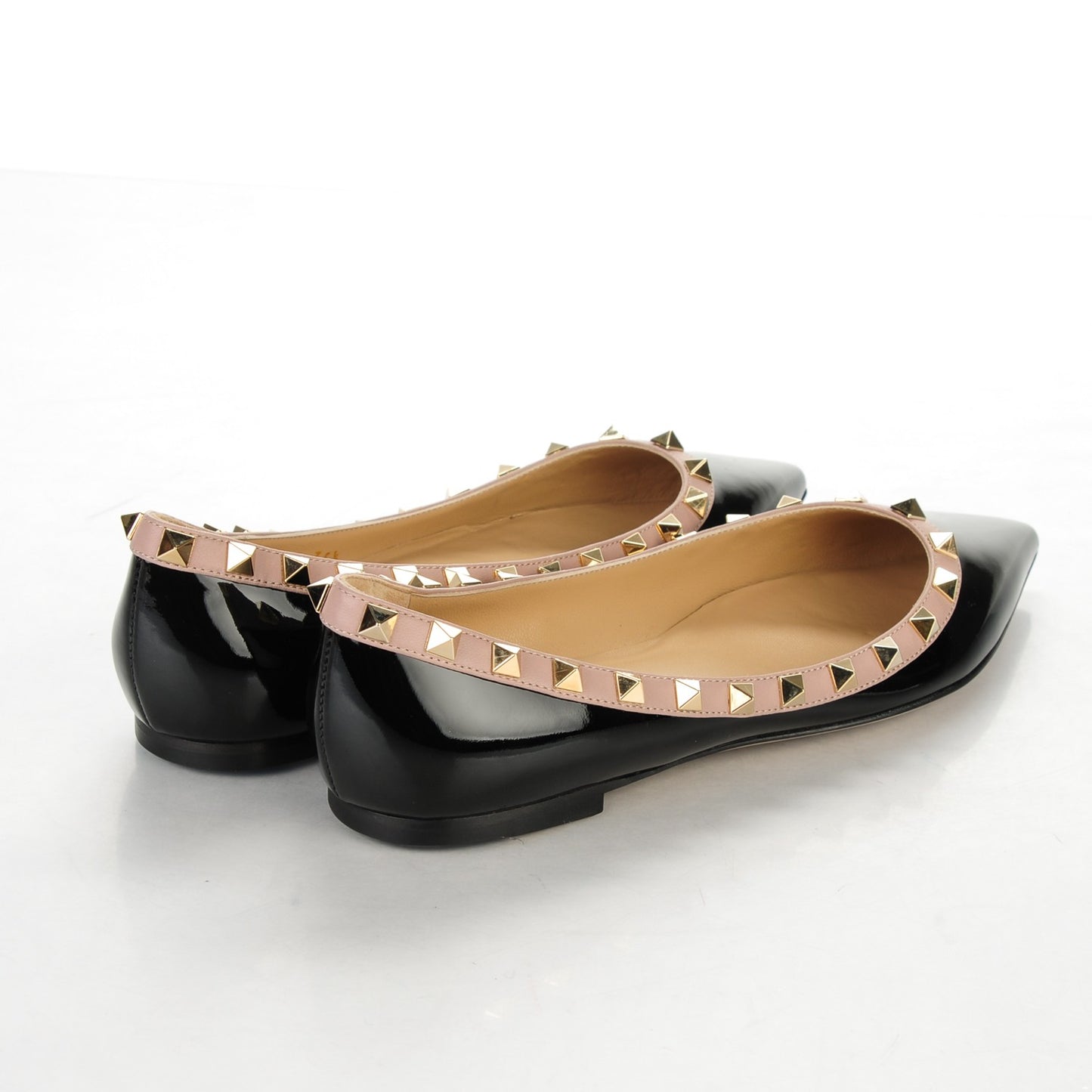 Patent Nappa Rockstud Ballerina Flats 36.5 Black Poudre
