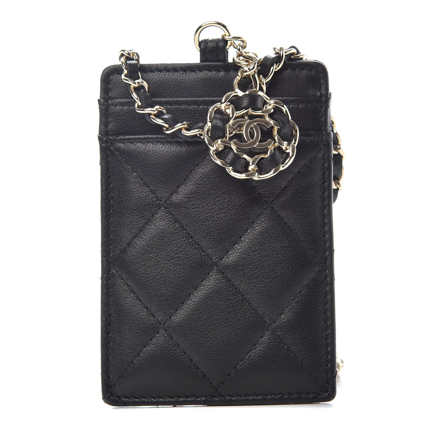 Chanel Lambskin Quilted Card Holder On Chain Black 1 of 7