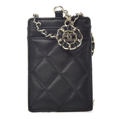 Chanel Lambskin Quilted Card Holder On Chain Black 1 of 7