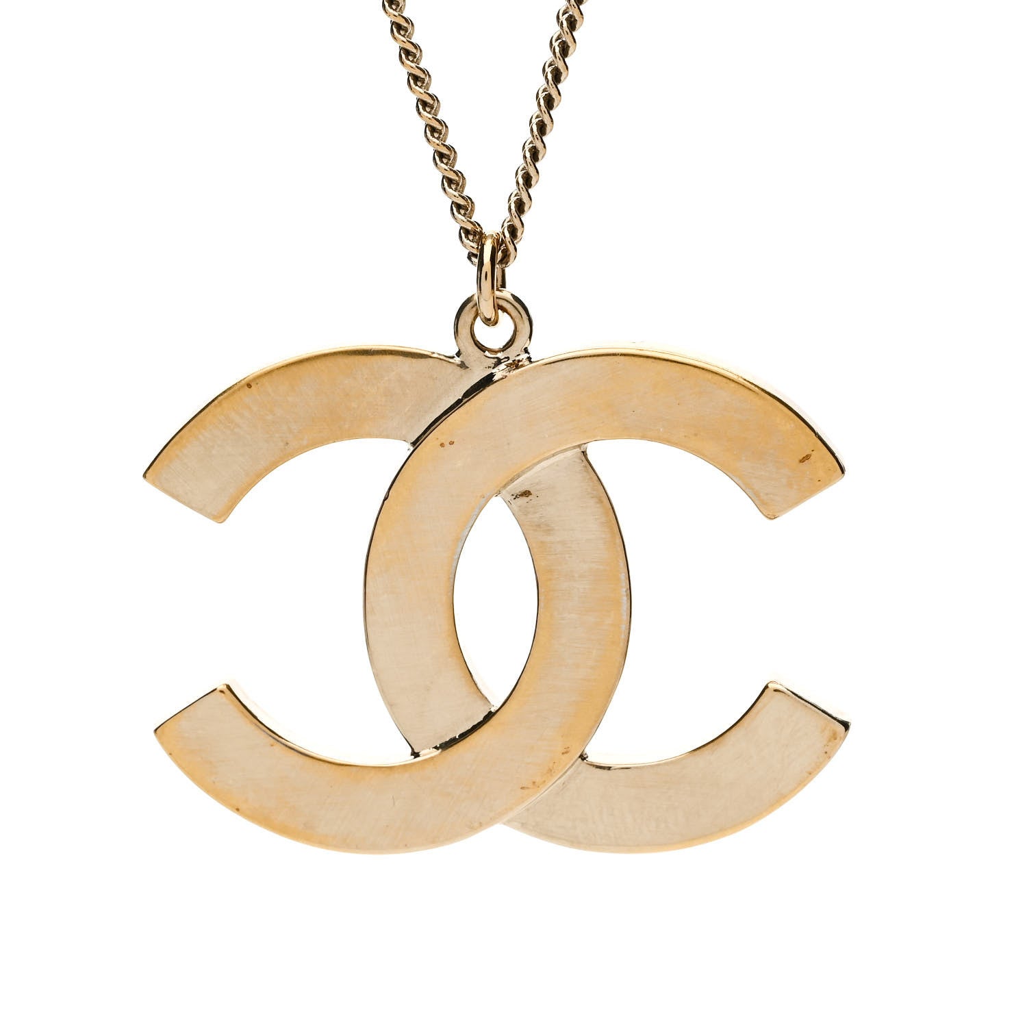 Chanel Crystal Metal Quilted CC Pendant Necklace Gold 4 of 5