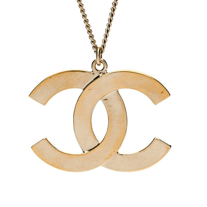 Chanel Crystal Metal Quilted CC Pendant Necklace Gold 4 of 5