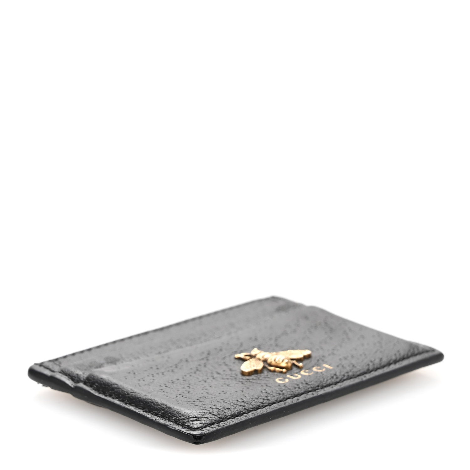 Gucci Pebbled Calfskin Animalier Card Holder Black 4 of 10