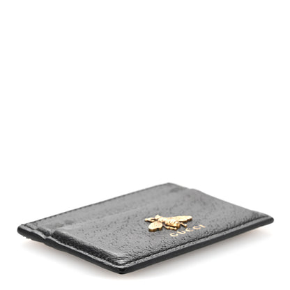 Gucci Pebbled Calfskin Animalier Card Holder Black 4 of 10