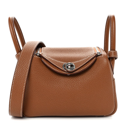 Hermes Taurillon Clemence Mini Lindy 20 Gold 1 of 10