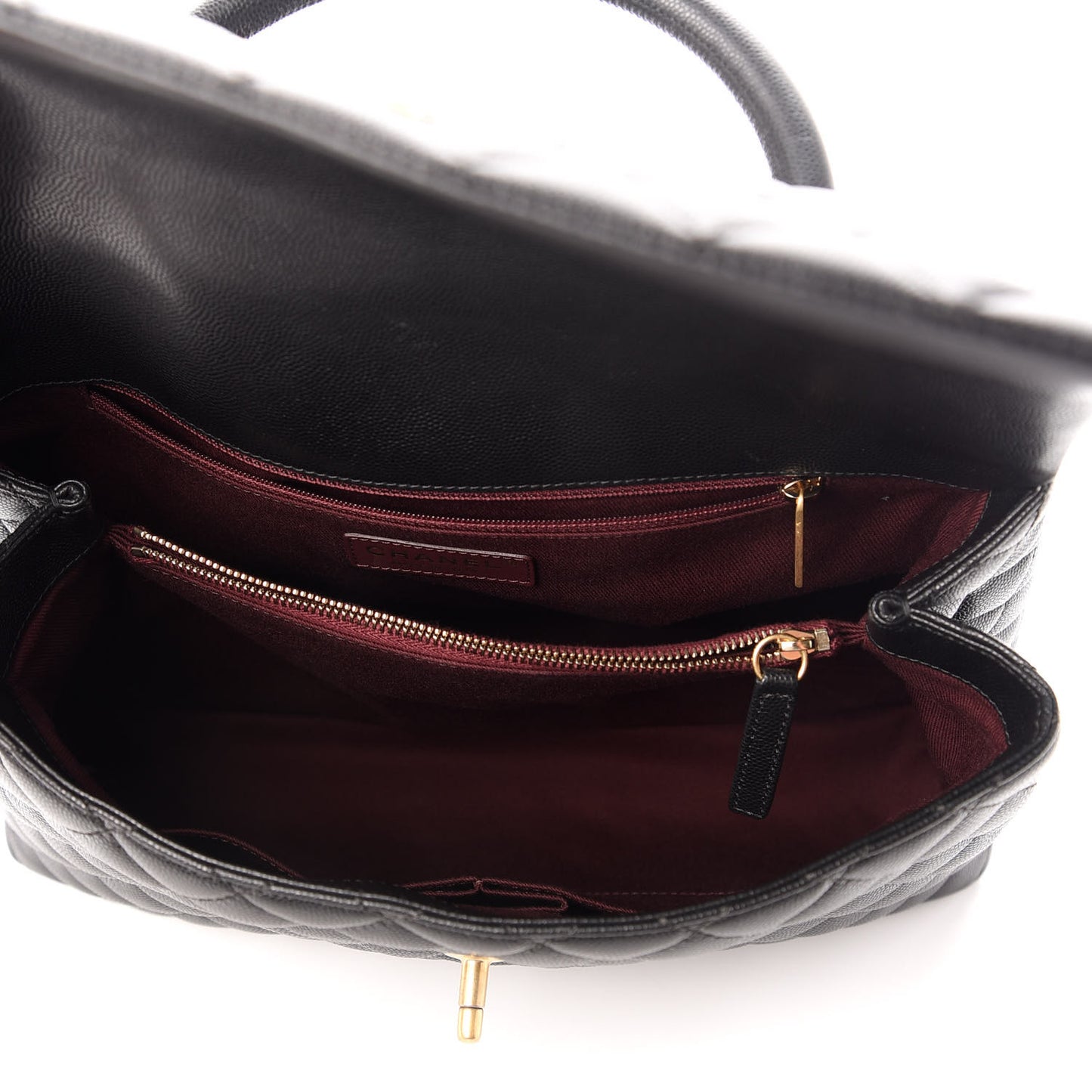 Caviar Quilted Medium Coco Handle Flap Black