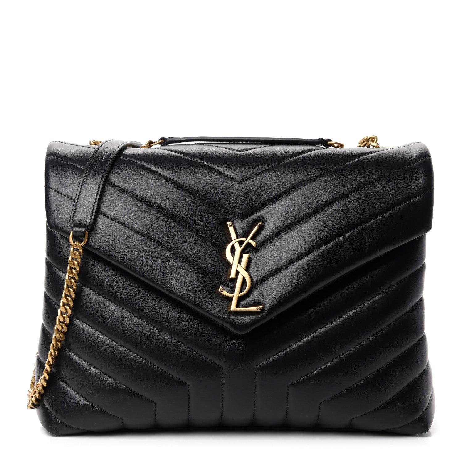 Saint Laurent Calfskin Y Quilted Monogram Medium Loulou Chain Satchel Black 1 of 11