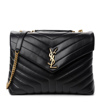 Saint Laurent Calfskin Y Quilted Monogram Medium Loulou Chain Satchel Black 1 of 11