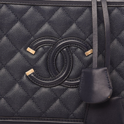 Chanel Caviar Quilted Medium CC Filigree Vanity Case Navy 10 of 10