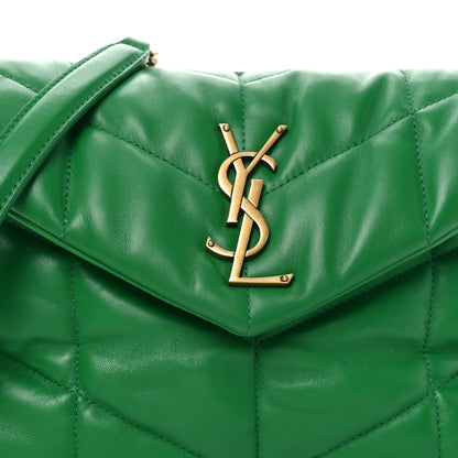Saint Laurent Lambskin Quilted Small Loulou Puffer Monogram Chain Satchel New Vert 8 of 10
