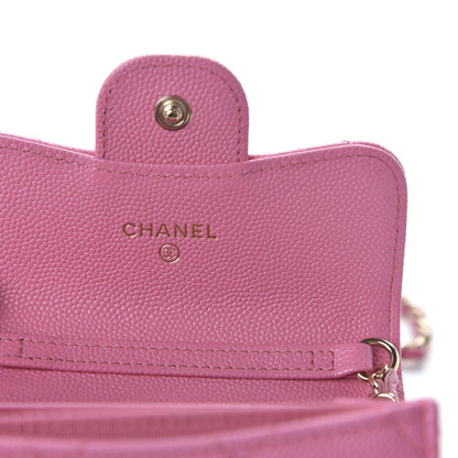 Chanel Caviar Quilted Flap Card Holder On Chain Pink 8 of 11