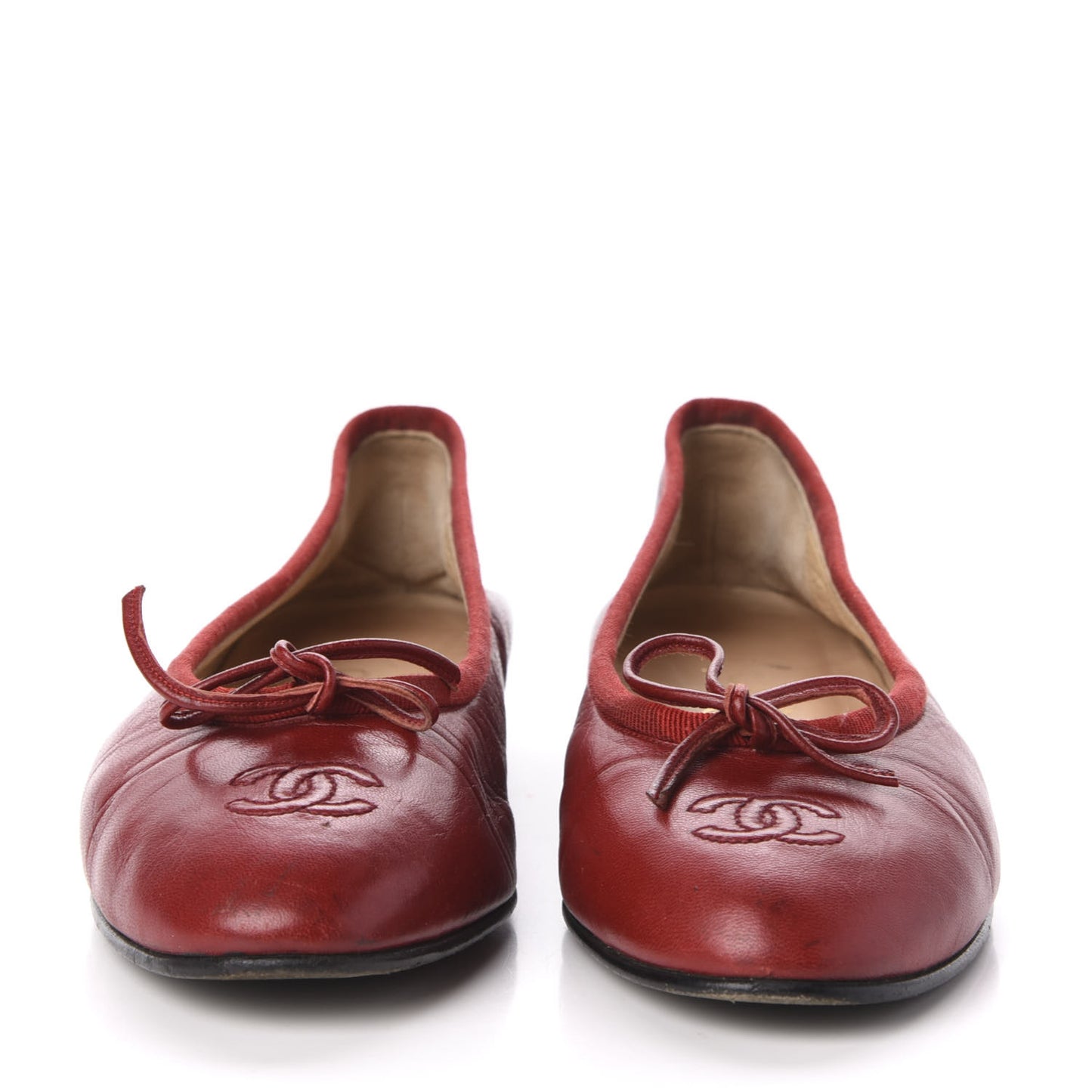 Goatskin CC Ballerina Flats 36.5 Red