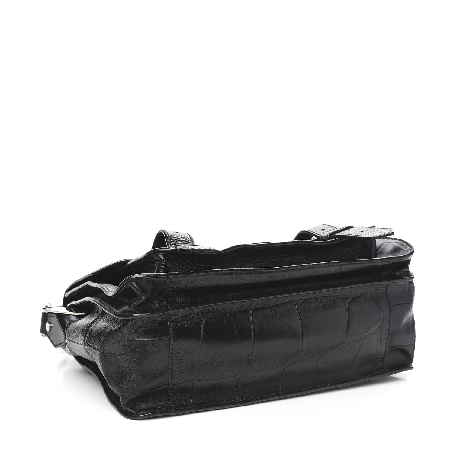 Proenza Schouler Calfskin Crocodile Embossed Medium PS1 Satchel Black 3 of 12