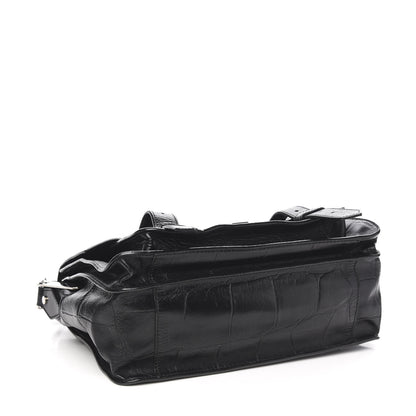 Proenza Schouler Calfskin Crocodile Embossed Medium PS1 Satchel Black 3 of 12