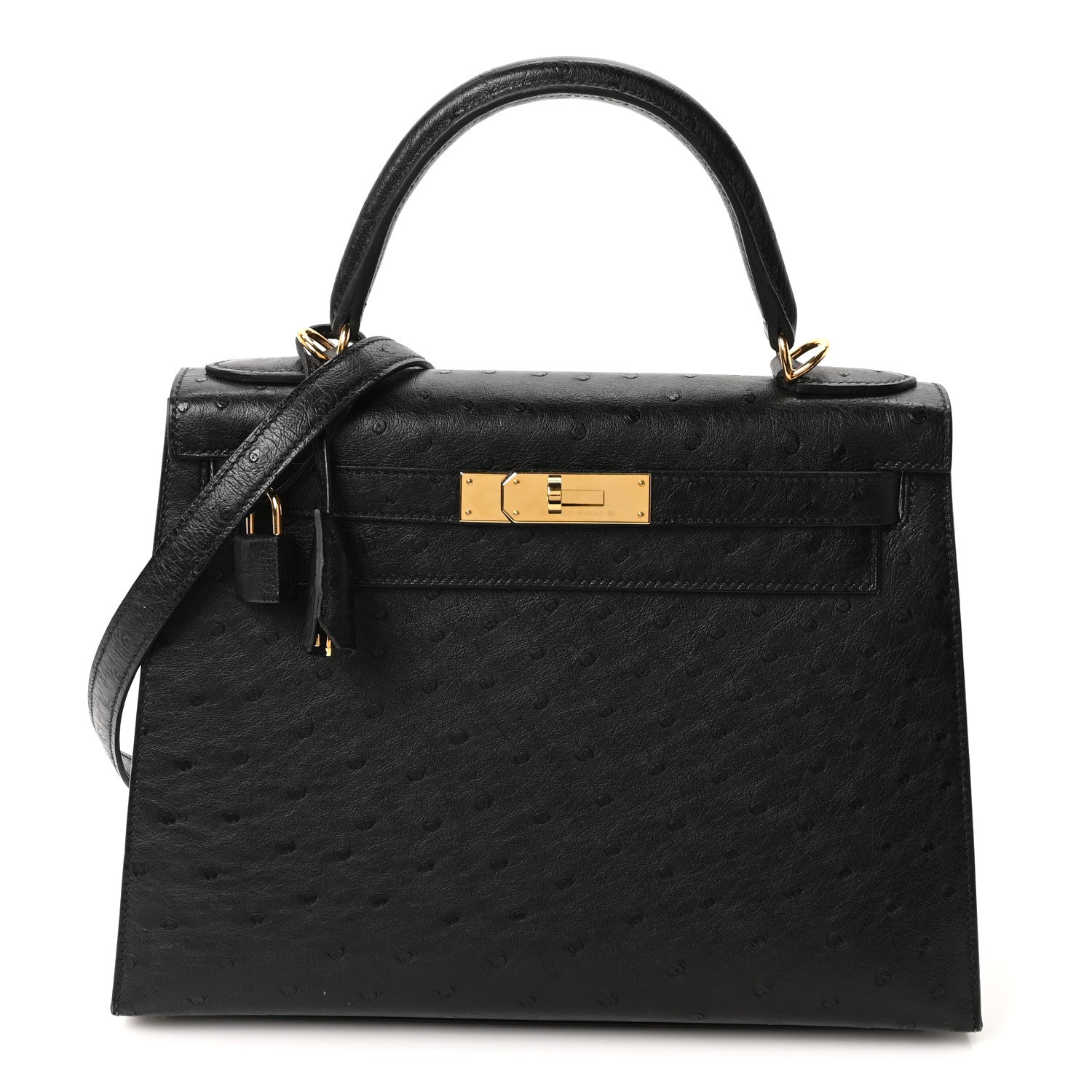 Hermes Ostrich Kelly Sellier 28 Black 1 of 10