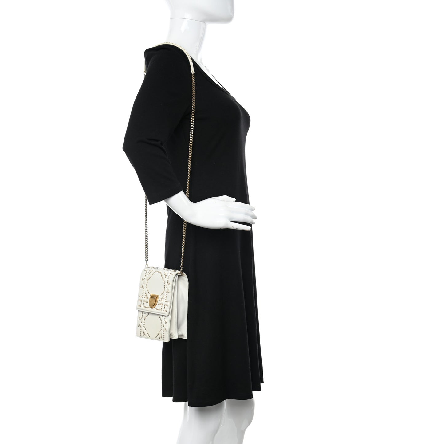 Lambskin Studded Vertical Diorama White