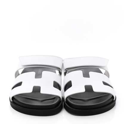 Hermes Calfskin Womens Chypre Sandals 37.5 White 2 of 9