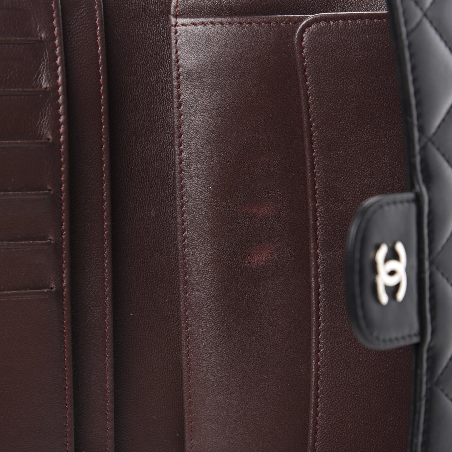 Lambskin Quilted Large Flap Wallet Black