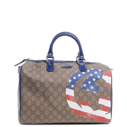 Gucci GG Plus Monogram Medium Boston USA Flag Unicef Duffle Blue 1 of 7