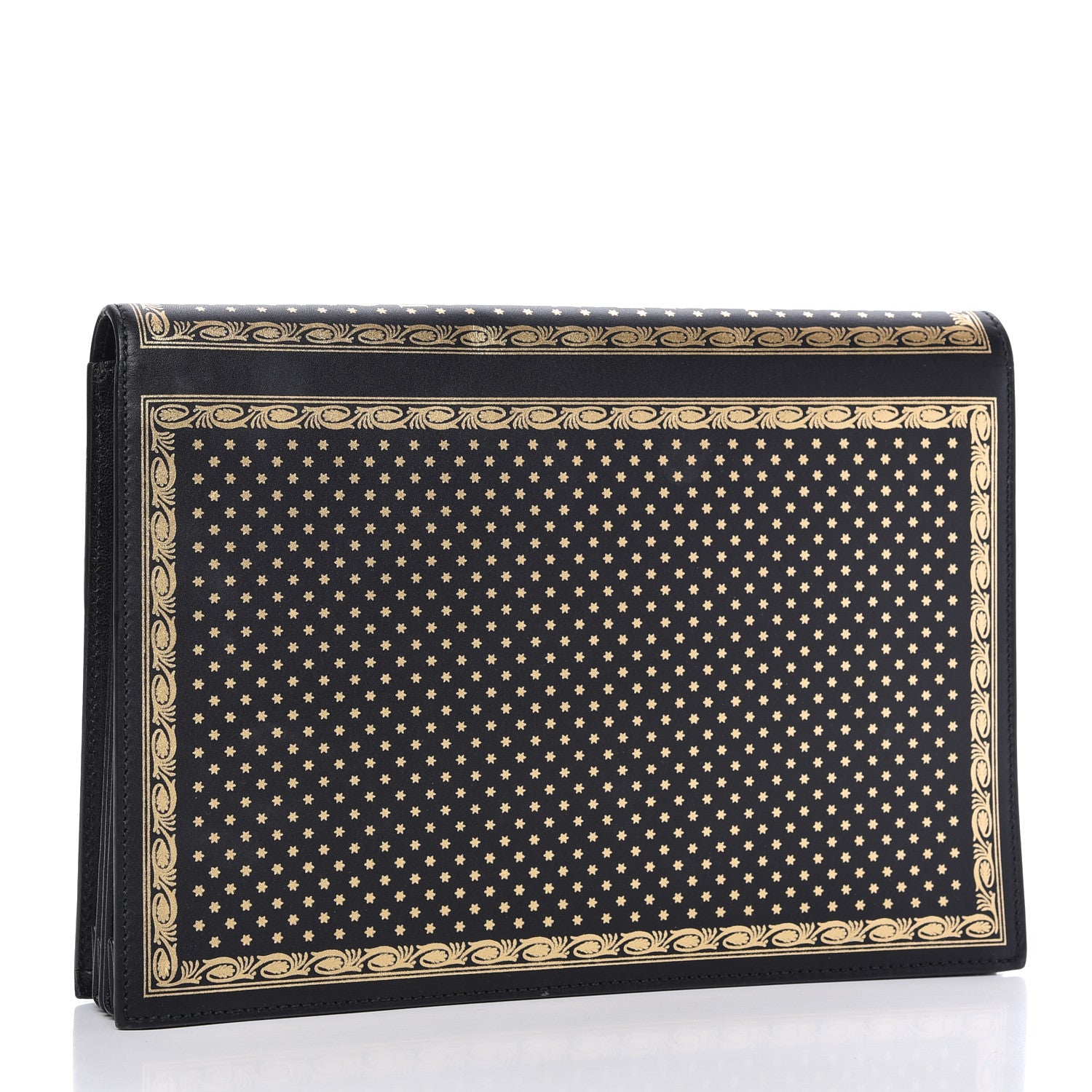 Gucci X SEGA Calfskin GUCCY Stars Portfolio Bag Black Gold 3 of 9