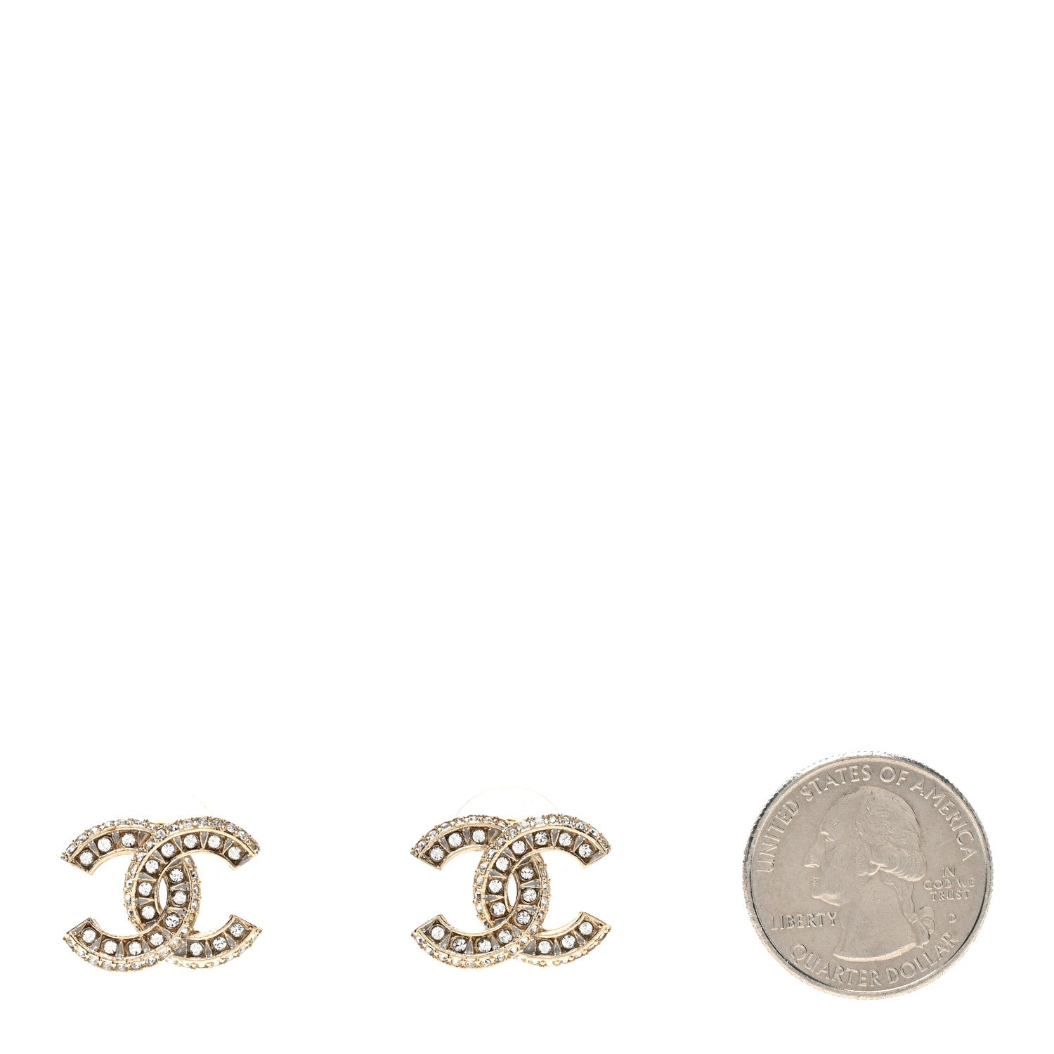 Chanel Crystal Timeless CC Earrings Light Gold 2 of 5