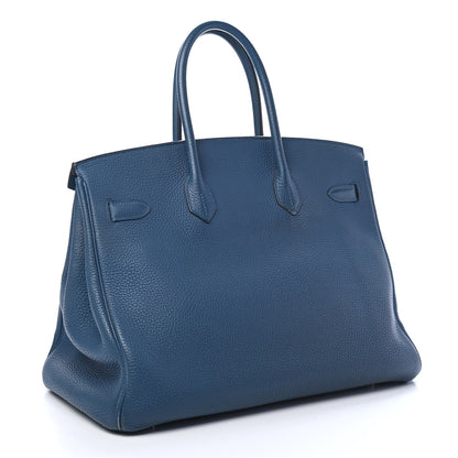 Hermes Taurillon Clemence Birkin 35 Bleu Thalassa 3 of 10