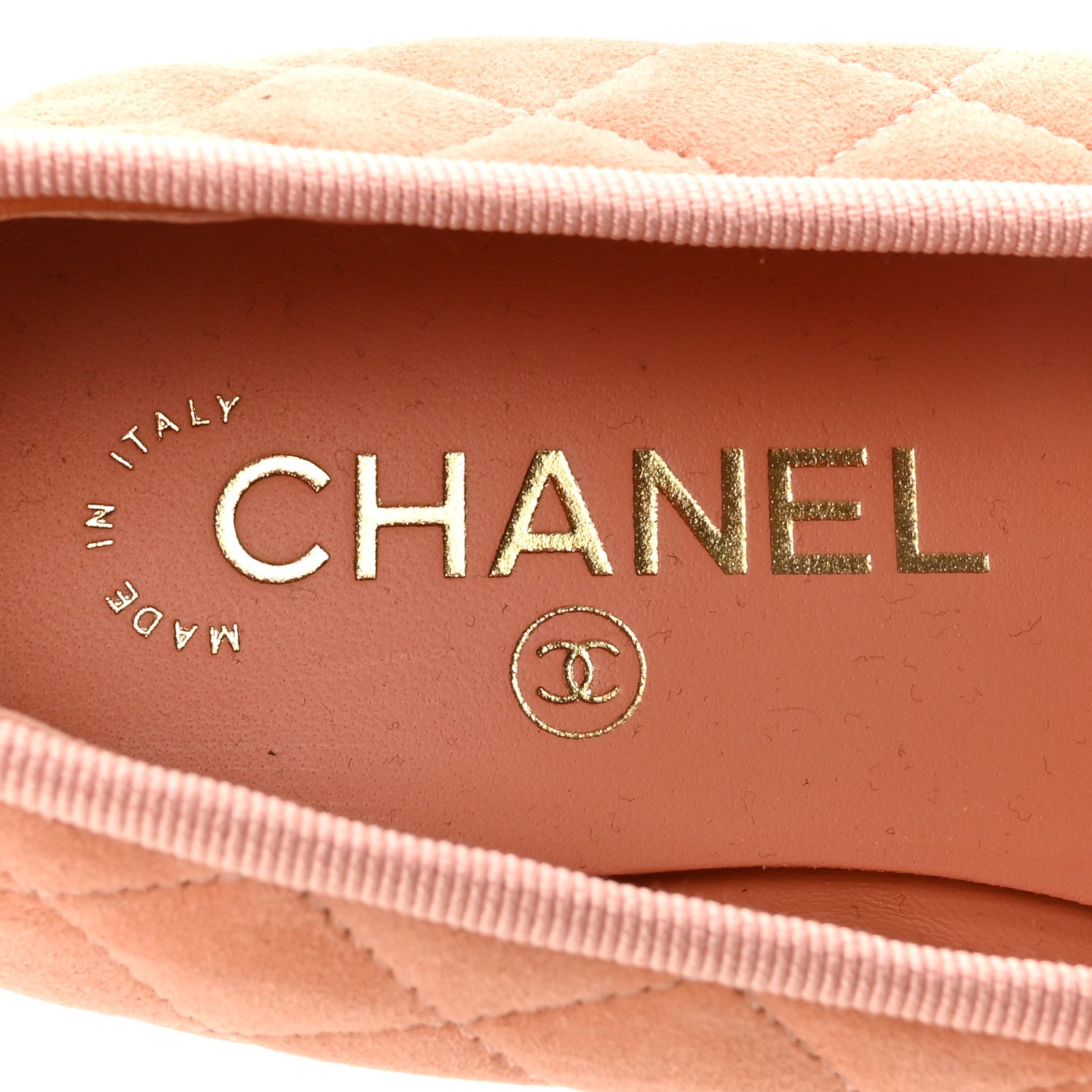 Chanel Suede Quilted Cap Toe CC Ballerina Flats 37 Light Orange 8 of 10