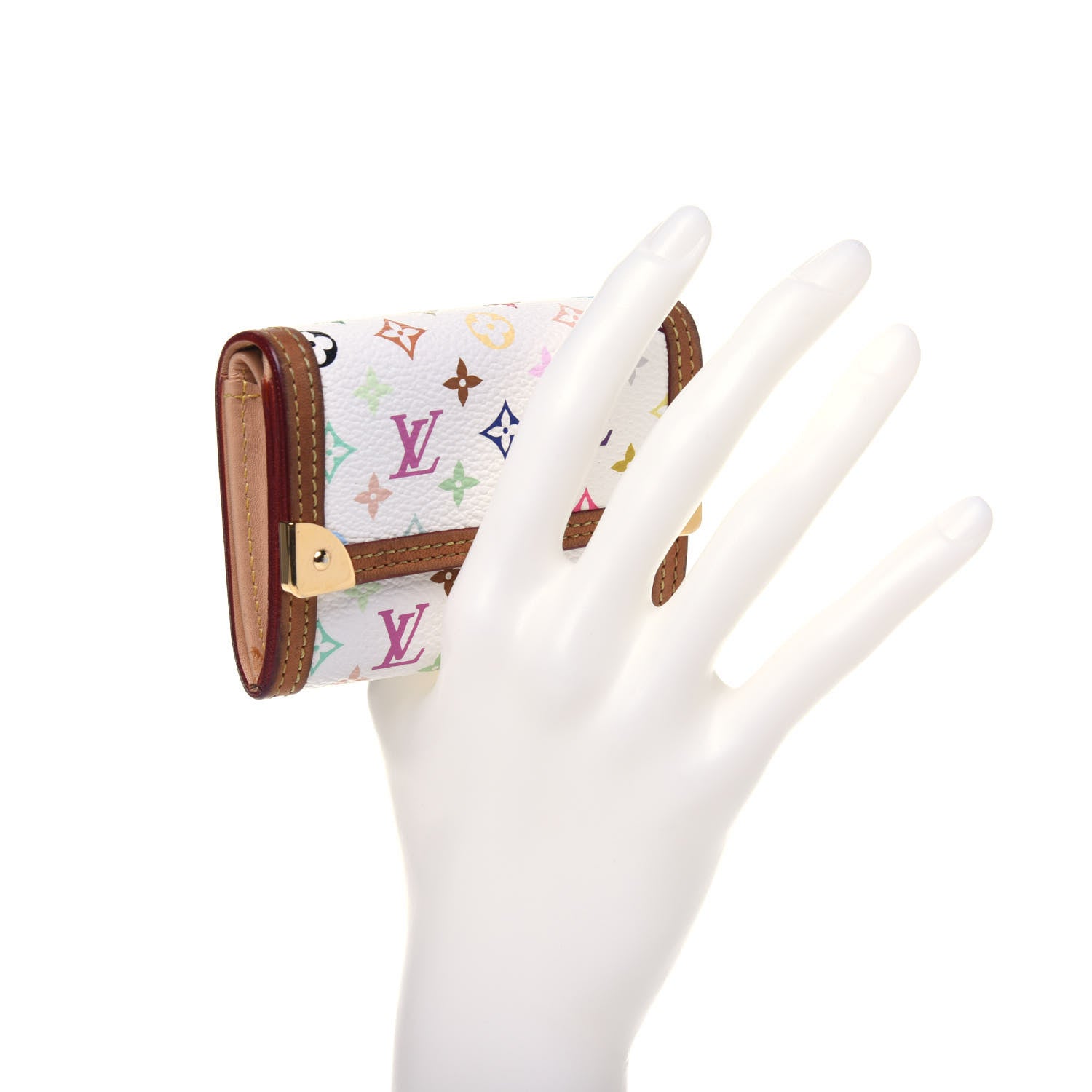 Louis Vuitton Monogram Multicolor Porte-Monnaie Plat Coin Purse White 2 of 12