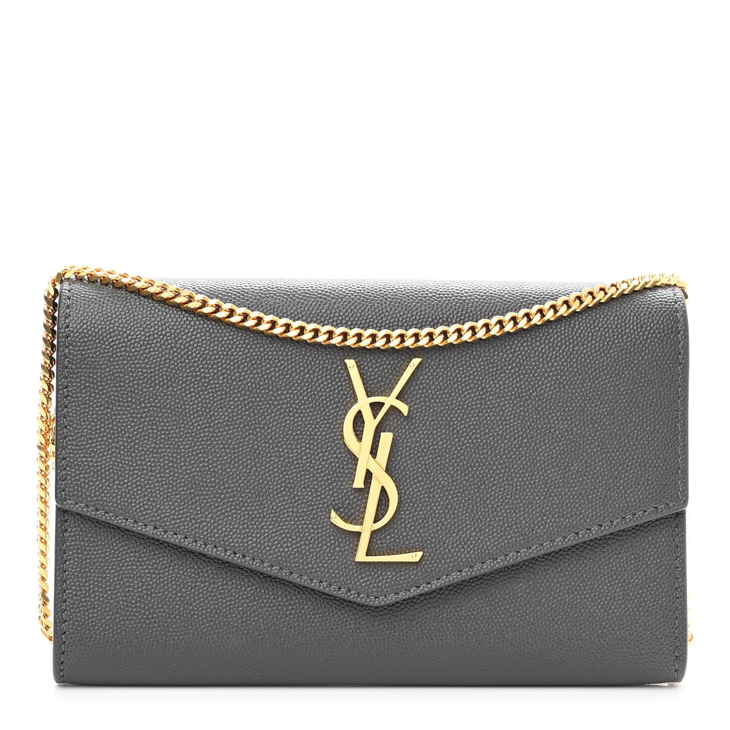 Saint Laurent Grain De Poudre Uptown Chain Wallet Storm 3 of 12
