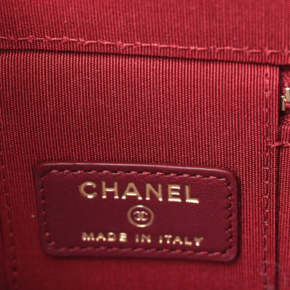Chanel Lambskin Quilted Mini Top Handle Vanity Case With Chain Burgundy 6 of 9