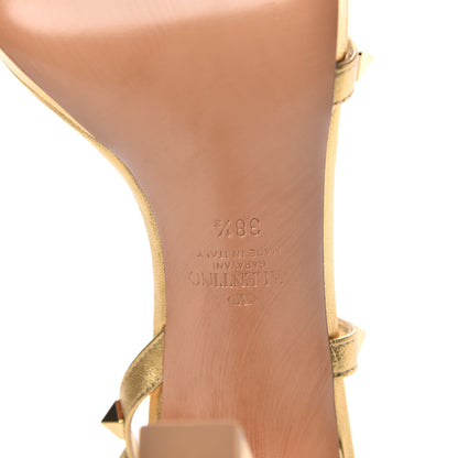 Valentino Garavani Metallic Nappa Rockstud Slingback High Heel Sandals 38.5 Soft Gold 7 of 10