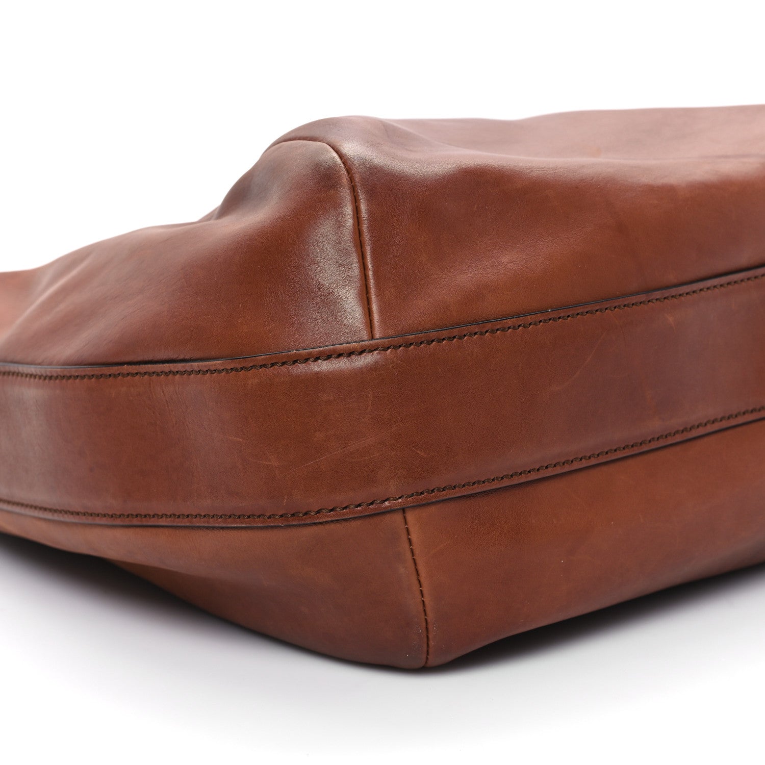Gucci Washed Soft Calfskin Ribot Horse Heads Hobo Marrone Medio 9 of 13