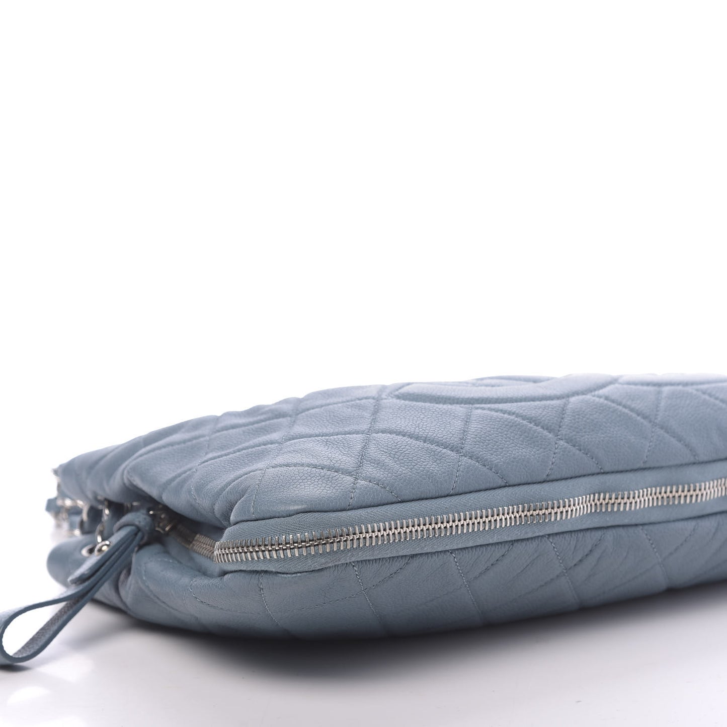 Caviar Quilted Expandable Zip Shoulder Bag Blue