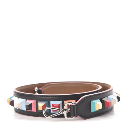 Fendi Vitello Dolce Plexiglass Bi-Color Studded Strap You Black Brownie Multicolor 1 of 3