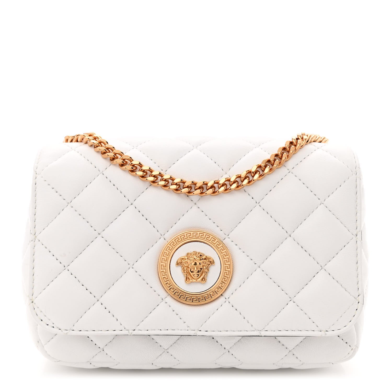 Versace Nappa Quilted Small Medusa Chain Crossbody White 1 of 10