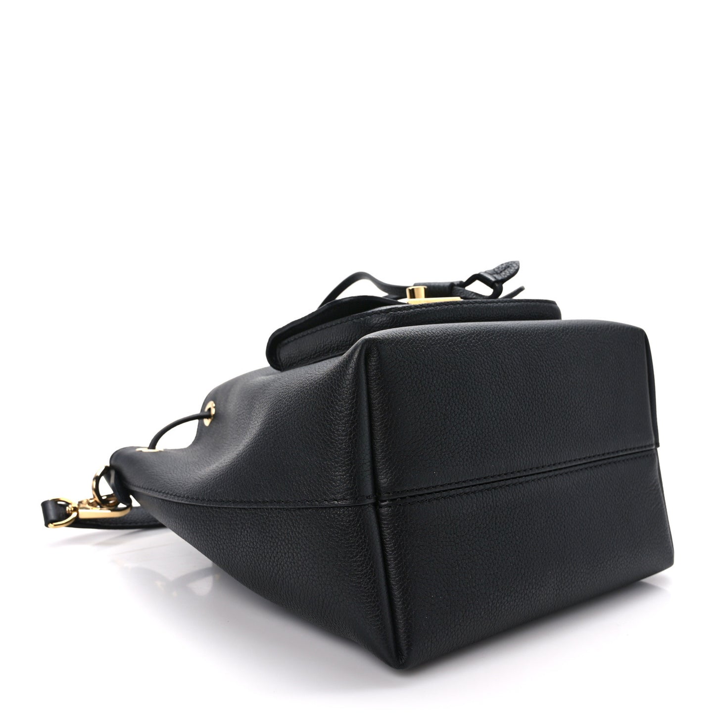 Calfskin Lockme Bucket MM Black