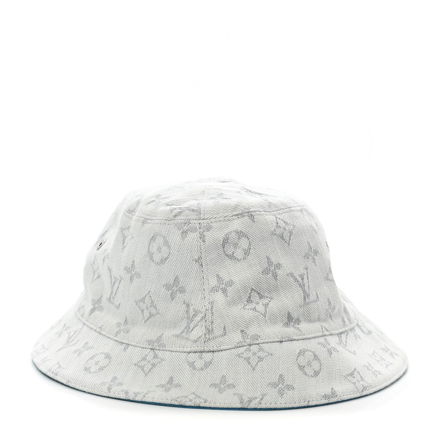 Louis Vuitton Monogram Denim Transformable Bob Bucket Hat 60 White Blue 3 of 9